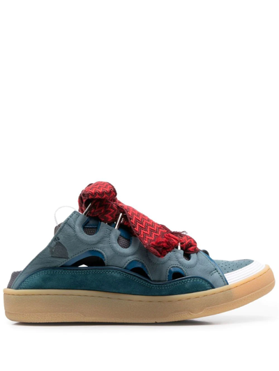 Shop Lanvin Slip-on Lace-up Sneakers In Blue