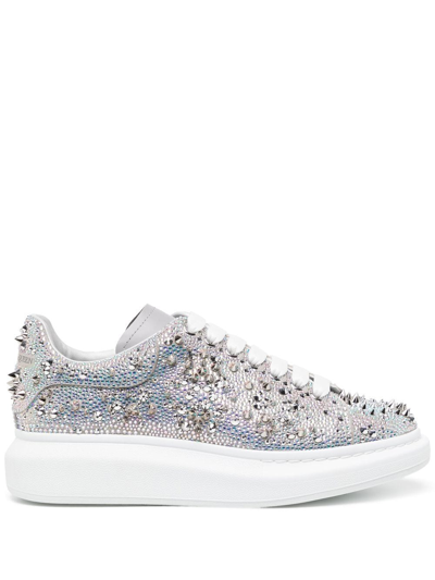 Alexander McQueen Men's Oversized Larry Allover Crystal Platform Sneakers