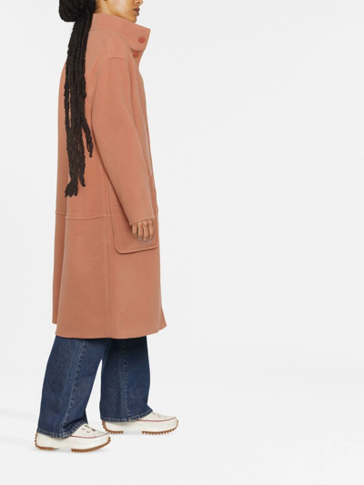 Shop See By Chloé Funnel-neck Wool Coat In 粉色