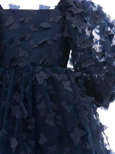 Tulleen Mariposa Floral-appliqué Dress In Blue