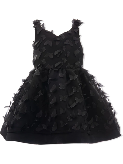 Shop Tulleen Mariposa Floral-appliqué Dress In Black