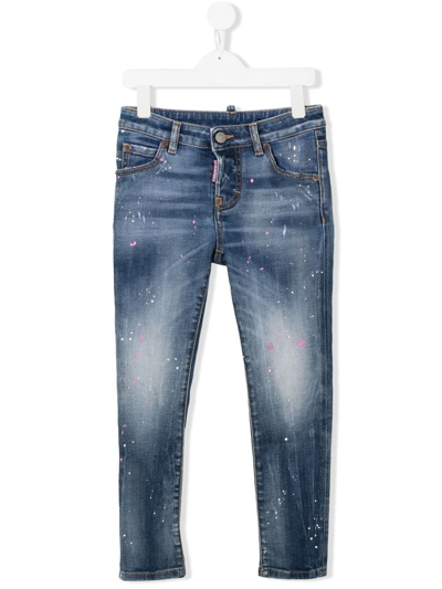 Shop Dsquared2 Paint-splatter Slim-cut Jeans In Dq01