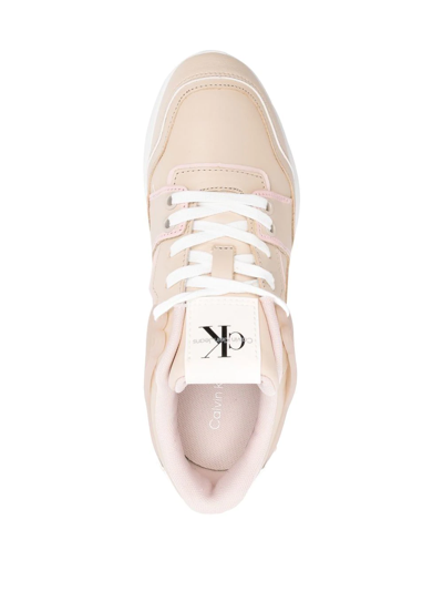 Shop Calvin Klein Runner Leather Sneakers In 粉色