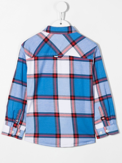 Shop Tommy Hilfiger Checked Long-sleeve Shirt In 蓝色