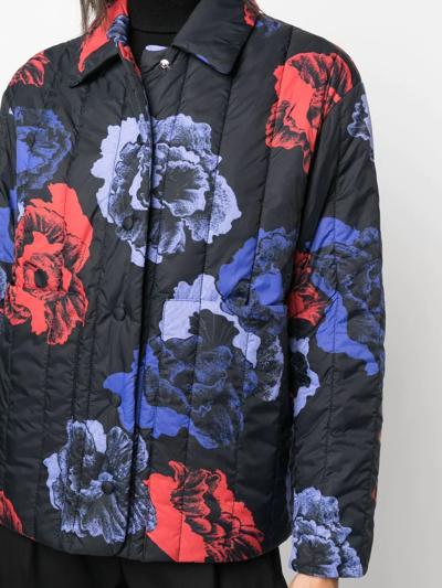 Shop Ferragamo Floral-print Jacket In 黑色