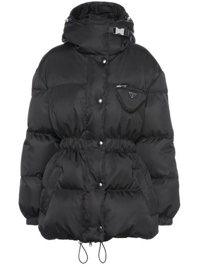 Shop Prada Re-nylon Pocket-detail Puffer Jacket In Black
