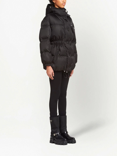 Prada Womens Black Re-nylon Hooded Recycled Nylon-down Jacket In Black