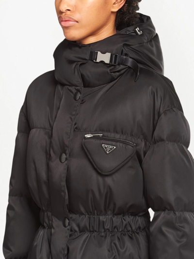 Shop Prada Re-nylon Pocket-detail Puffer Jacket In Black