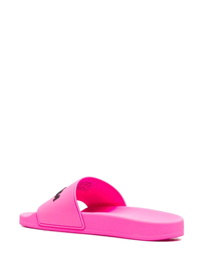 Shop Balenciaga Raised Logo Slides In Pink