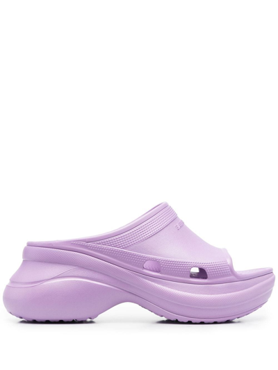 Shop Balenciaga X Crocs Pool Crocs Platform Sandals In 紫色