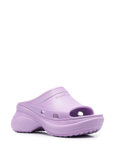 Shop Balenciaga X Crocs Pool Crocs Platform Sandals In 紫色