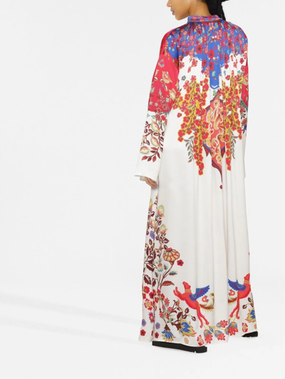 Etro Long Tunic Dress In White Silk With Multicolor Print In 中性色