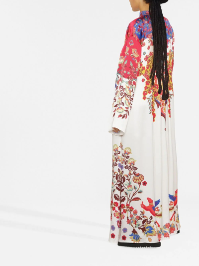 Etro Long Tunic Dress In White Silk With Multicolor Print In 中性色
