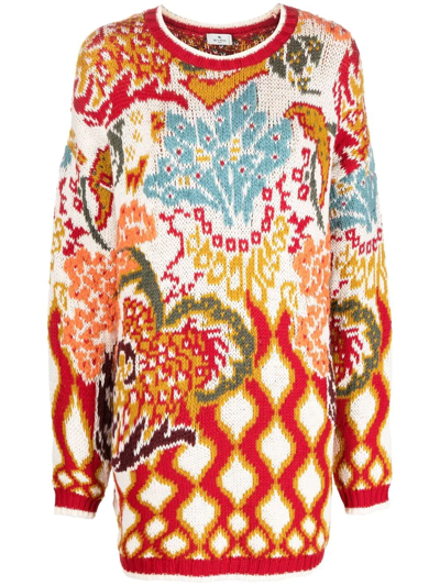 Etro Comet Jacquard-knit Wool-blend Sweater In 中性色