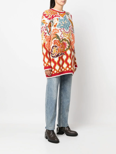 Shop Etro Abstract-print Long-sleeve Jumper In 中性色