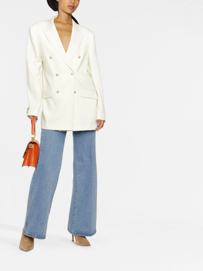 Etro Double Breasted Crepe Jacket In 白色