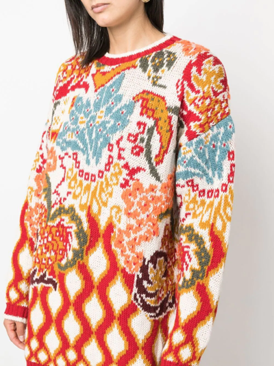 Shop Etro Abstract-print Long-sleeve Jumper In 中性色