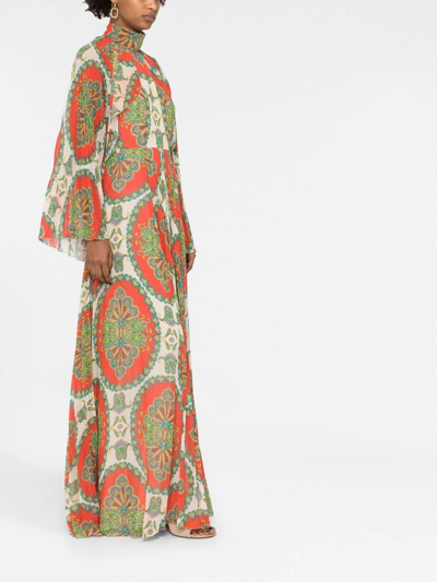 Shop Etro Paisley-print Pleated Dress In 中性色