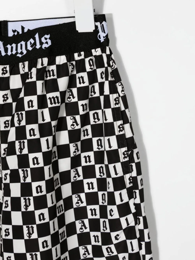 Shop Palm Angels Checked-logo Track Pants In Black