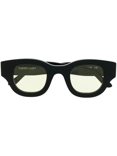 Shop Thierry Lasry Autocracy 101 Round-frame Sunglasses In Black