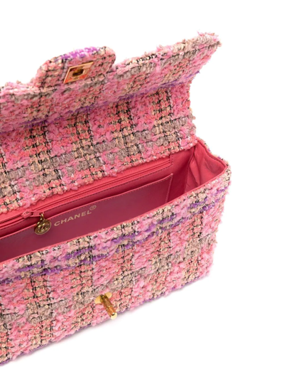 Pre-owned Chanel 1995 Cc Turn-lock Tweed Top-handle Bag In Pink