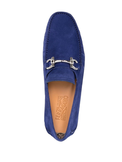 Shop Ferragamo Gancini-buckle Loafers In 蓝色