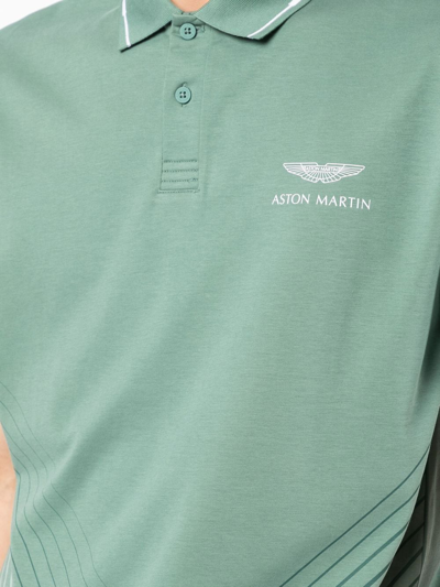 Shop Hackett Logo-print Polo Shirt In Green