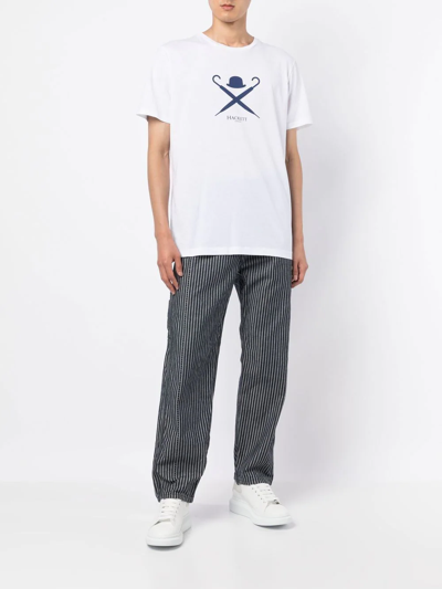 Shop Hackett Logo-print Cotton T-shirt In White