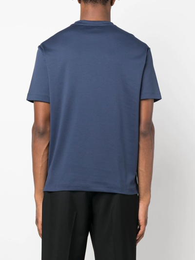 Shop Giorgio Armani Stripe-print T-shirt In 蓝色