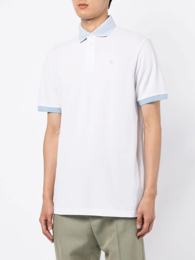 Shop Hackett Logo-embroidered Polo Shirt In White