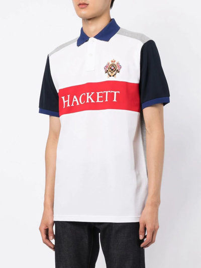Shop Hackett Colour-block Polo Shirt In White