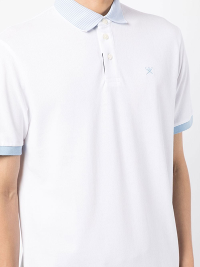 Shop Hackett Logo-embroidered Polo Shirt In White
