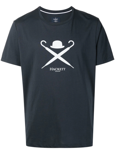 Shop Hackett Logo-print Short-sleeve T-shirt In Blue