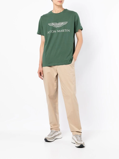 Shop Hackett Amr Logo-print Short-sleeve T-shirt In Green