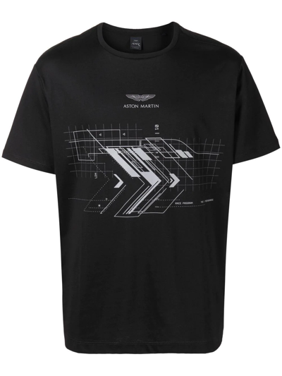 Shop Hackett Amr Logo-print Short-sleeve T-shirt In Black