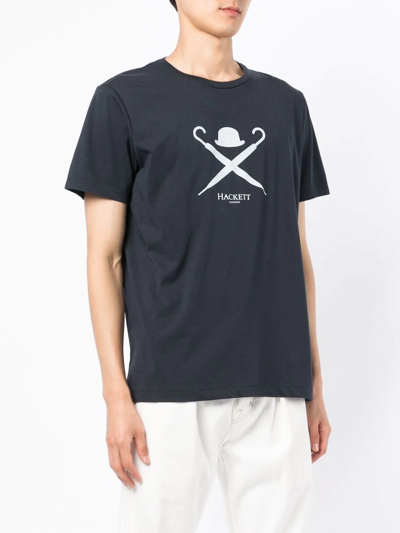 Shop Hackett Logo-print Short-sleeve T-shirt In Blue
