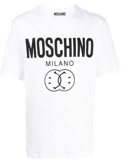 Shop Moschino Double Smile Logo-print T-shirt In White