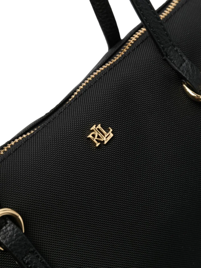 Shop Lauren Ralph Lauren Logo Zipped Tote In 黑色