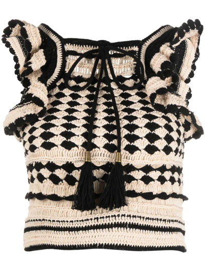 Shop Zimmermann Anneke Crochet Crop Top In Black