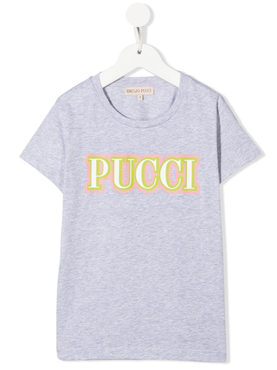 Shop Emilio Pucci Junior Round Neck T-shirt In 灰色