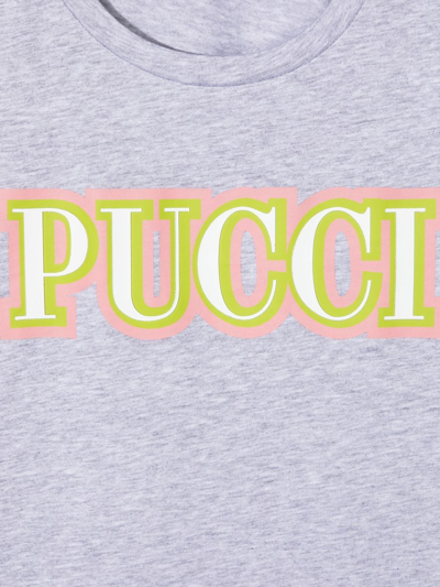 Shop Emilio Pucci Junior Round Neck T-shirt In 灰色
