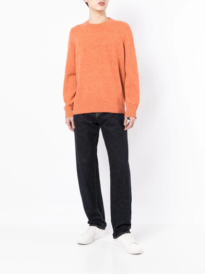Shop Brunello Cucinelli Marl Knit Crew-neck Jumper In Orange