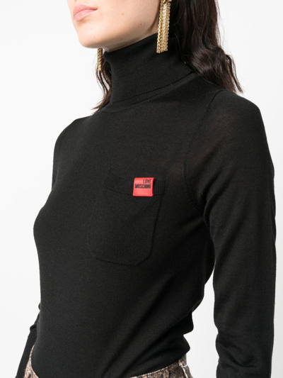 Love Moschino Logo-patch High Neck Jumper In 黑色