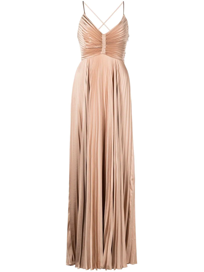 Shop A.l.c Aries Pleated Maxi Gown In 中性色