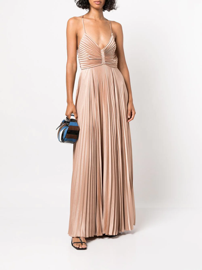 Shop A.l.c Aries Pleated Maxi Gown In 中性色