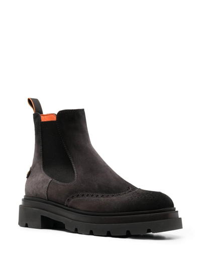 Santoni Side Elasticated-panel Ankle Boots In 灰色