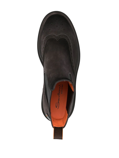 Santoni Side Elasticated-panel Ankle Boots In 灰色