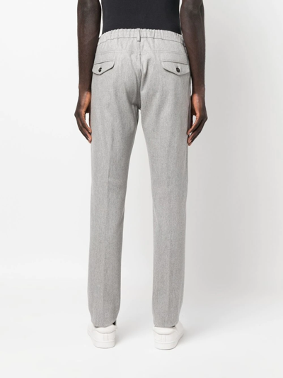 Shop Eleventy Tailored Drawstring Trousers In 灰色