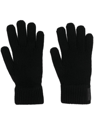 Giorgio Armani Cashmere Knitted Gloves In 黑色