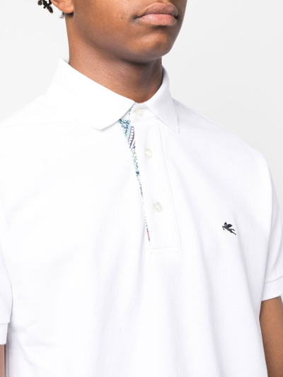 Shop Etro Embroidered Logo Polo Shirt In 白色